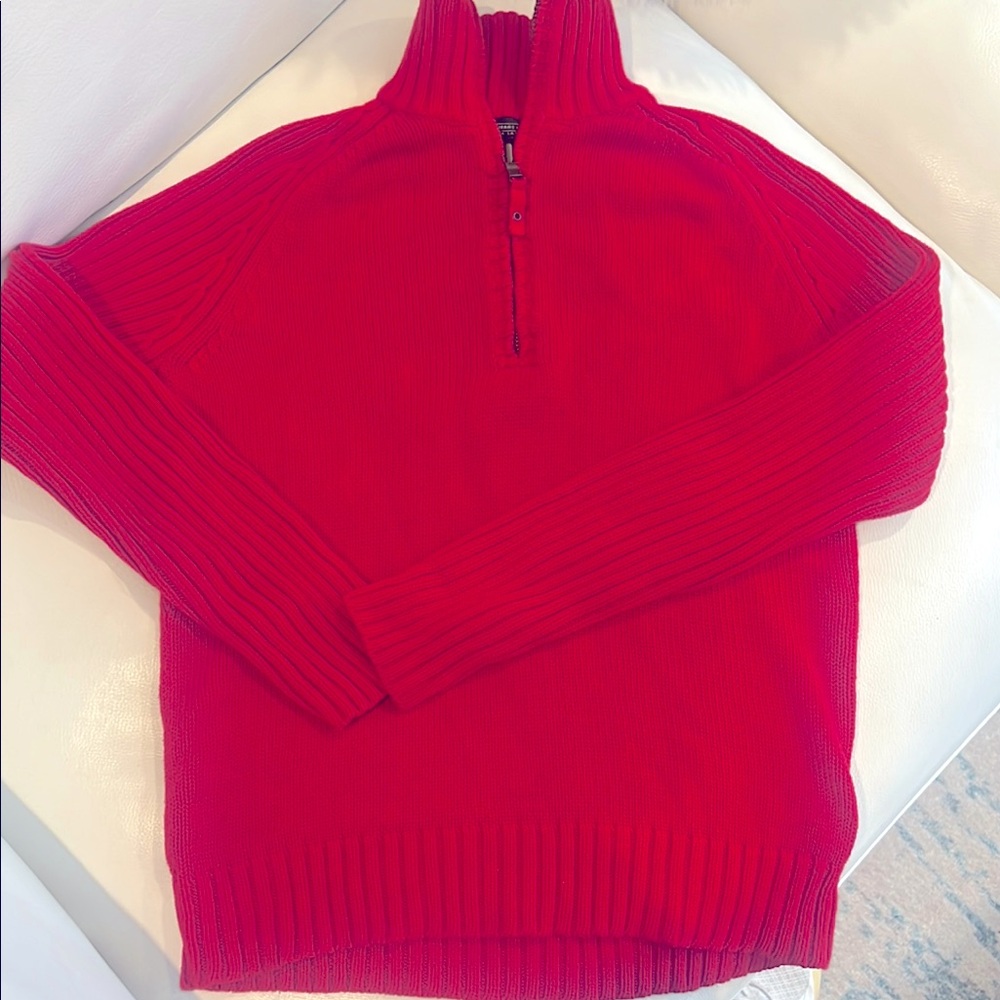 Lauren Jeans Co. RALPH LAUREN 100% COTTON Red Half-Zip Sweater ribbed sweater